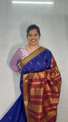 Vriksham Blue & Maroon Border With Butta Design Kalyani Cotton Saree-VS4951