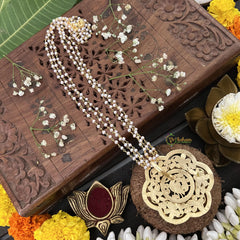 Vriksham Floral Peacock Pendant Jadau Kundan Layered Mala-Red, Green & White-J3285