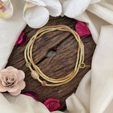 Vriksham Traditional Oval Shape in Gold Finish Moggapu Gold Chain-Red Green & White-G19554