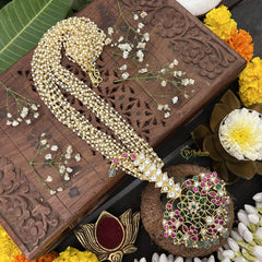 Vriksham Antique Designer Pendant Jadau Kundan 10 Layered Mala-Aqua Green Beads-J3281