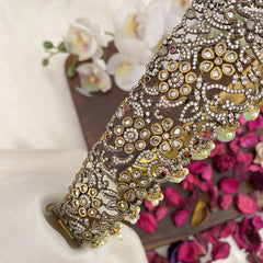 Vriksham Elegant Peacock Victorian Diamond Bridal Hip Belt-Aqua Green Beads-G17608