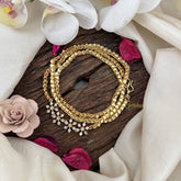 Vriksham Antique Golden 4 White Floral Moggapu Gold Chain-G19621