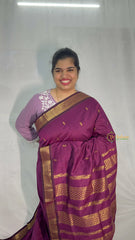 Vriksham Mulberry & Mulberry Border With Butta Design Kalyani Cotton Saree-VS4966