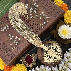 Vriksham Antique Designer Pendant Jadau Kundan 10 Layered Mala-Aqua Green Beads-J3281