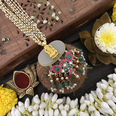 Vriksham Lakshmi White Stone Designer Pearl 5 Layer Beaded Mala-Red Green-J3321