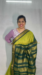 Vriksham Apple Green & Green Border With Butta Design Kalyani Cotton Saree-VS4964