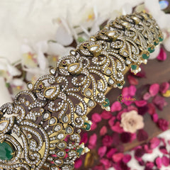 Vriksham Premium Victorian Diamond Bridal Hip Belt-Green Beads-Green-G17606