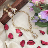 Vriksham Classic Crystal Shine Tear Drop Style AD Stone Neckpiece-White-G20404