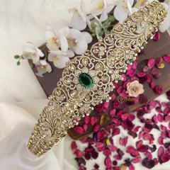 Vriksham Premium Victorian Diamond Bridal Hip Belt-Green Beads-Green-G17609