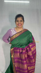 Vriksham Green & Dark Pink Border With Butta Design Kalyani Cotton Saree-VS4973