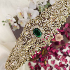Vriksham Premium Victorian Diamond Bridal Hip Belt-Green Beads-Green-G17609