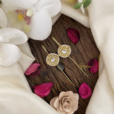 Vriksham Circle Shaped Bugadi Style Earrings-White-G16679