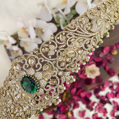 Vriksham Premium Victorian Diamond Bridal Hip Belt-Green Beads-Green-G17609