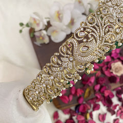 Vriksham Premium Victorian Diamond Bridal Hip Belt-Green Beads-Green-G17609