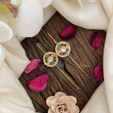 Vriksham Circle Shaped Bugadi Style Earrings-Multicolor-G16681
