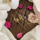 Vriksham Peacock Bugadi Style Earrings-Red Green-Pearl-G16683