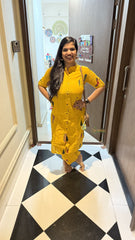 Vriksham Floral Print Co-ord Set-Mustered Yellow-VS4413