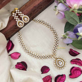 Vriksham Premiums AD Stone Pear Design Neckpiece-White-G20389