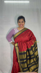 Vriksham Maroon & Black Border With Butta Design Kalyani Cotton Saree-VS4950
