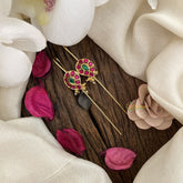 Vriksham Maanga Bugadi Style Earrings-Red Green-Pearls-G16677