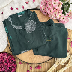 Vriksham Floral Print Co-ord Set-Bottle Green-VS4412