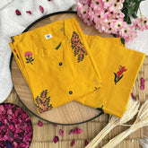 Vriksham Floral Print Co-ord Set-Mustered Yellow-VS4413