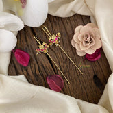 Vriksham Peacock Bugadi Style Earrings-Red-G16664