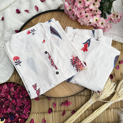 Vriksham Floral Print Co-ord Set-White-VS4422