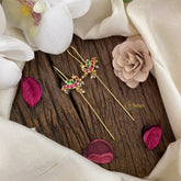 Vriksham Peacock Bugadi Style Earrings-Red Green-G16665