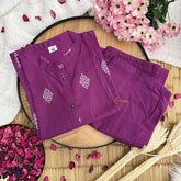 Vriksham Simple Print Co-ord Set-Purple-VS4421