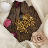 Vriksham Peacock Gold Cluster Pearl Earring-Red-G16662