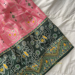 Dark Green & Pink Colour Traditional Girls Lehenga Set -VS3770