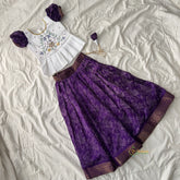 Purple & White Colour Embroidered Girls Lehenga Set -VS3769