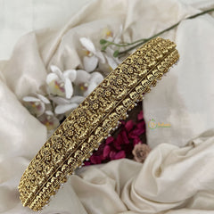 Vriksham Antique Gold Lakshmi Temple Vaddanam with Pearl Drops Bridal Hipbalt-G19625