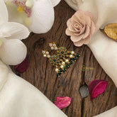 Vriksham Antique Green Kemp Stone Earrings-Off White Bead-Green Pearls-G16654