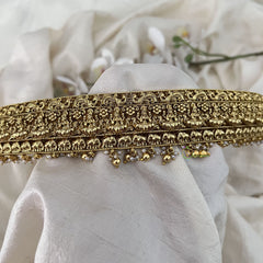 Vriksham Antique Gold Lakshmi Temple Vaddanam with Pearl Drops Bridal Hipbalt-G19625