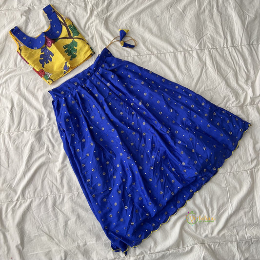 Dark Blue & Yellow Colour Indian Traditional Girls Lehenga Set -VS3753