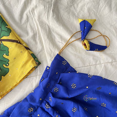 Dark Blue & Yellow Colour Indian Traditional Girls Lehenga Set -VS3753