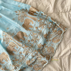 Sky Blue & White Colour Embroidered Girls Lehenga Set -VS3768