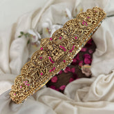 Vriksham Peacock Embossed Lakshmi Waist Ornament Bridal Hipbalt-Red-Green Bead-G19628