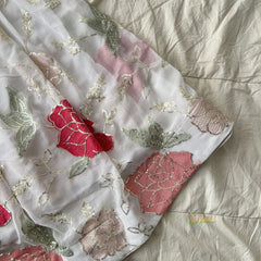 White & Peach Colour Embroidered Girls Lehenga Set -VS3771