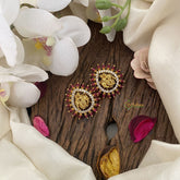 Vriksham AD Stone Radha Krishana Studs-Red Bead-G16635