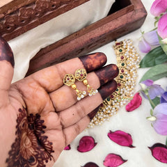 Vriksham Unique Gold Look Pearls Style Choker Neckpiece-Green Red-G20386