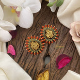 Vriksham Green AD Stone Radha Krishana Studs-Coral Bead-G16636