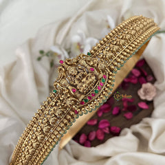 Vriksham Elegant Lakahmi With Elephant Design Hipbelt-Red Green-Green Bead-G19623