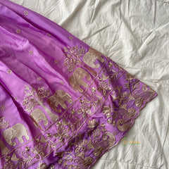 Lavender & White Colour Embroidered Girls Lehenga Set -VS3762