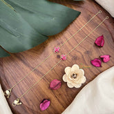 Vriksham Premium Floral Stone Pendant Anklets-Red-J3967