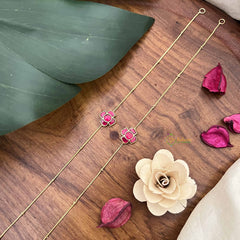 Vriksham Premium Floral Stone Pendant Anklets-Red-J3967