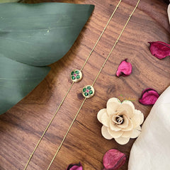 Vriksham Unique Green Floral Stone Pendant Anklets-J3962