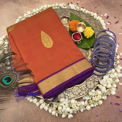 Orange Korvai Pure Silk Saree - VS3979